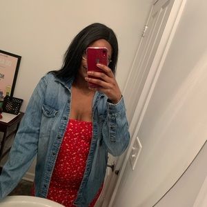 Halter strap red dress